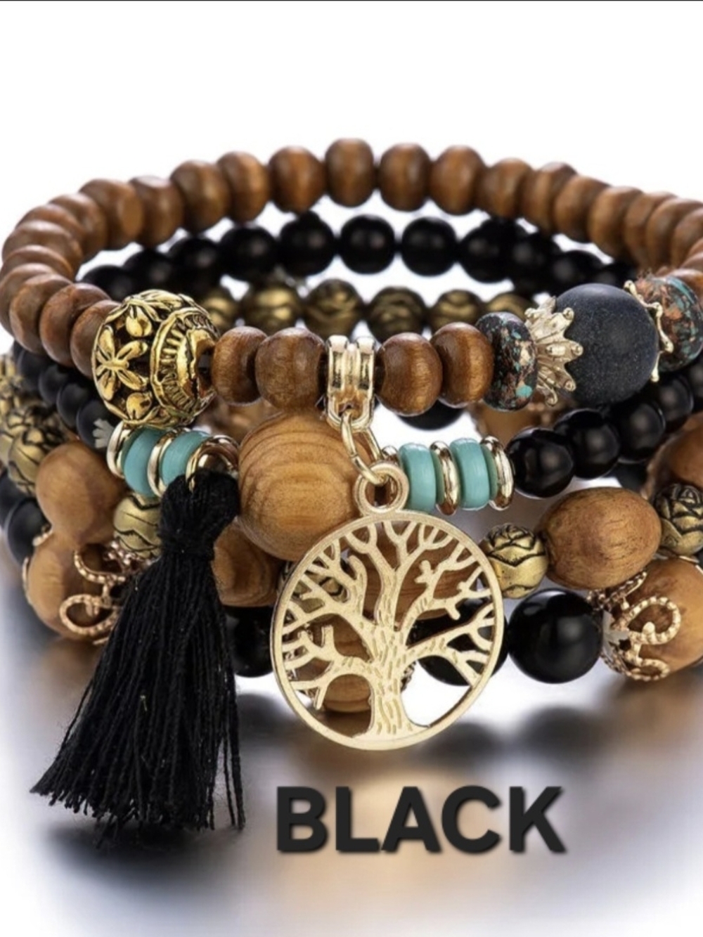Tree Of Life Beaded Layered Bracelet Set - Picture 9 of 13